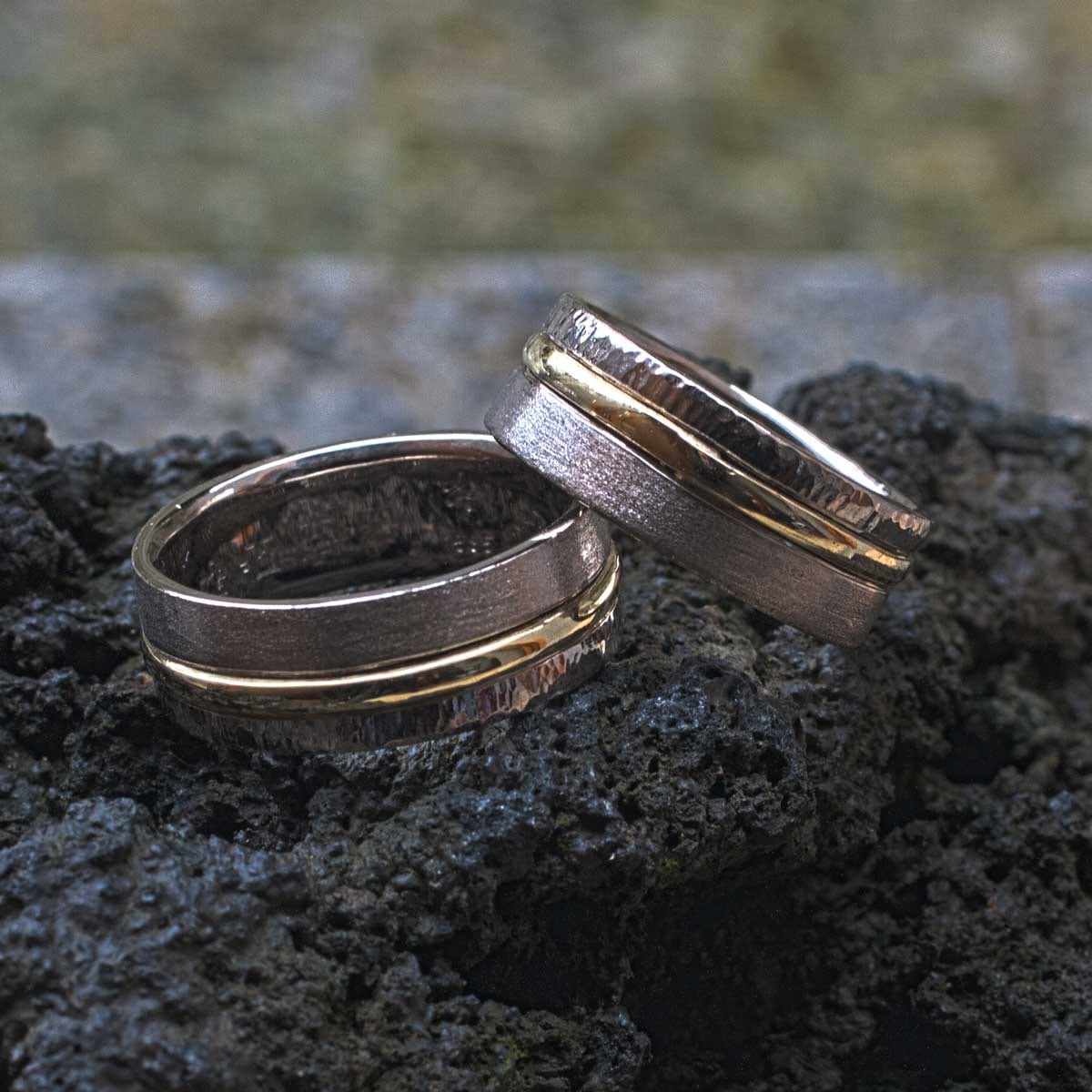 Trauringe Weißgold und Gelbgold