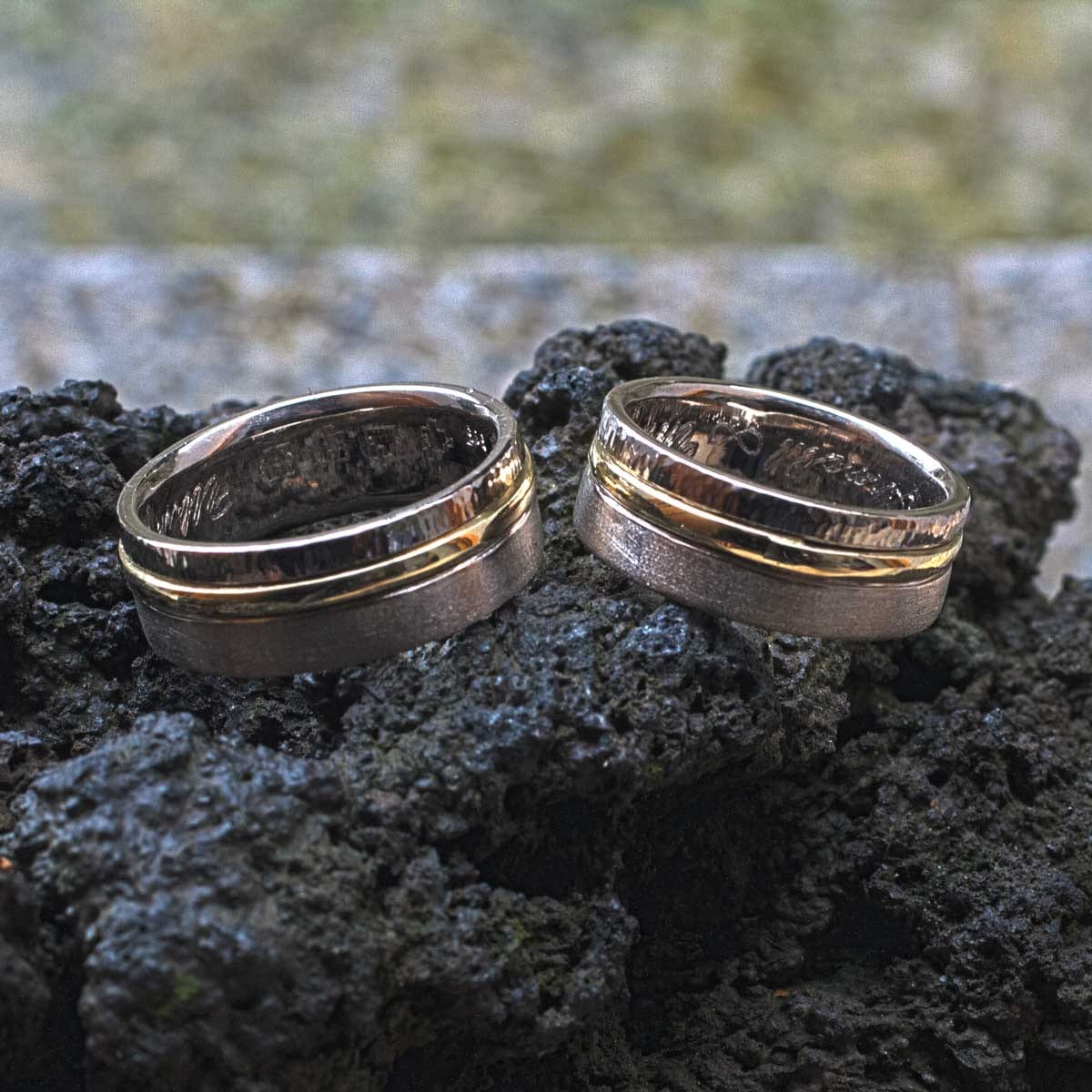Trauringe Weißgold und Gelbgold