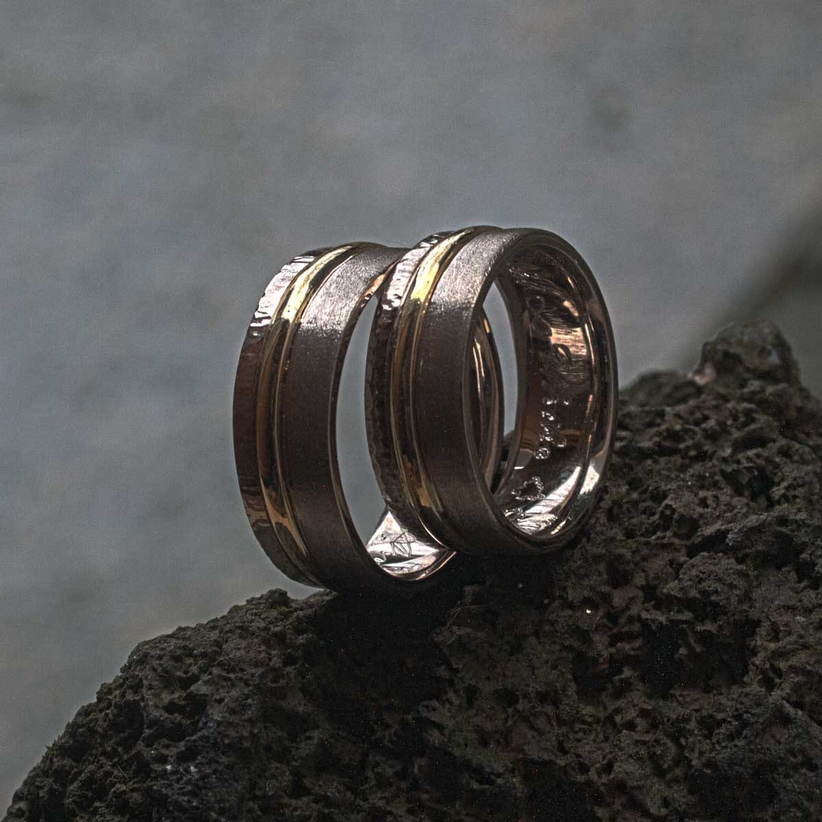 Trauringe Weißgold und Gelbgold