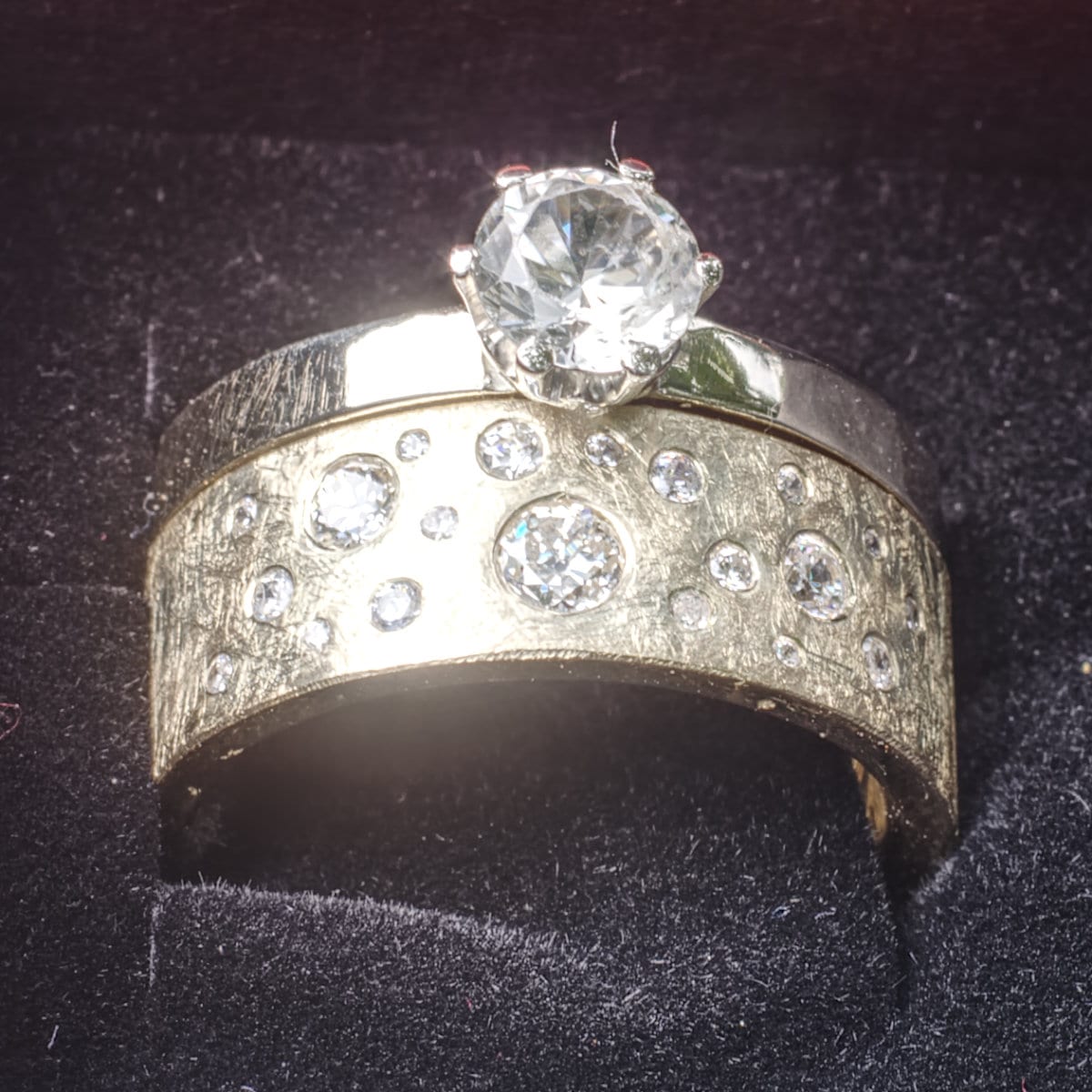 Gelbgoldfirmament mit Weißgoldsolitär-Vorsteckring – Bild 7