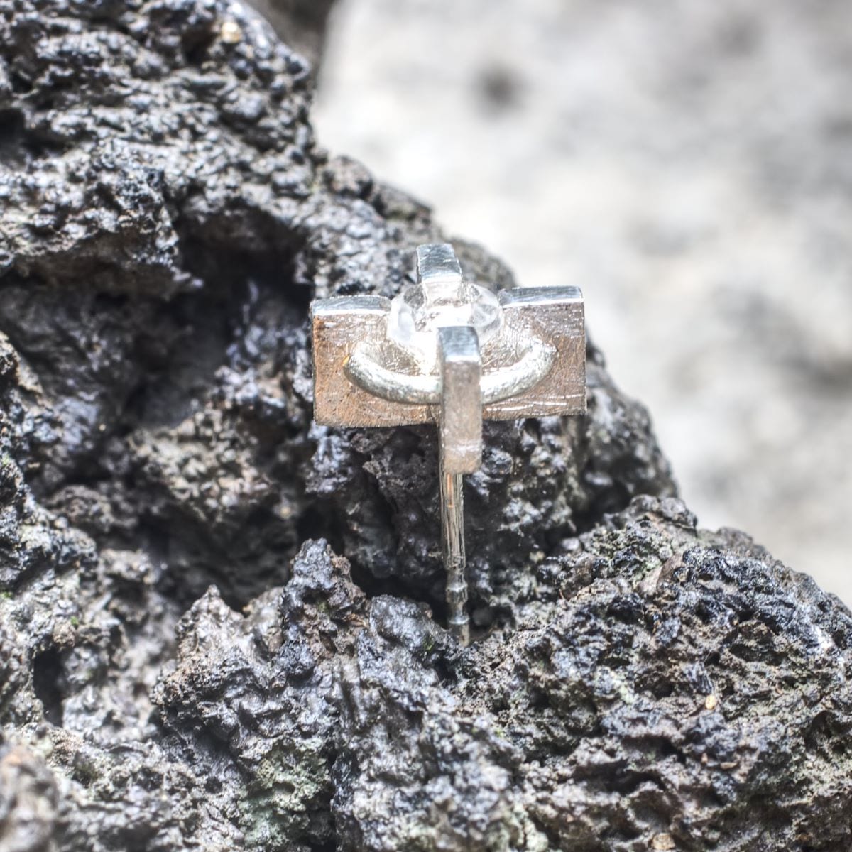 Kreuz Bergkristall Ohrstecker