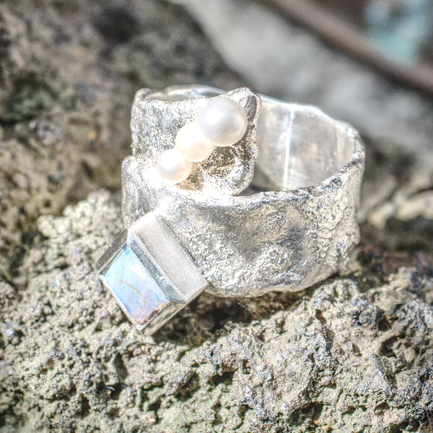 Ring Silber mit Opal und Perlen – Bild 11