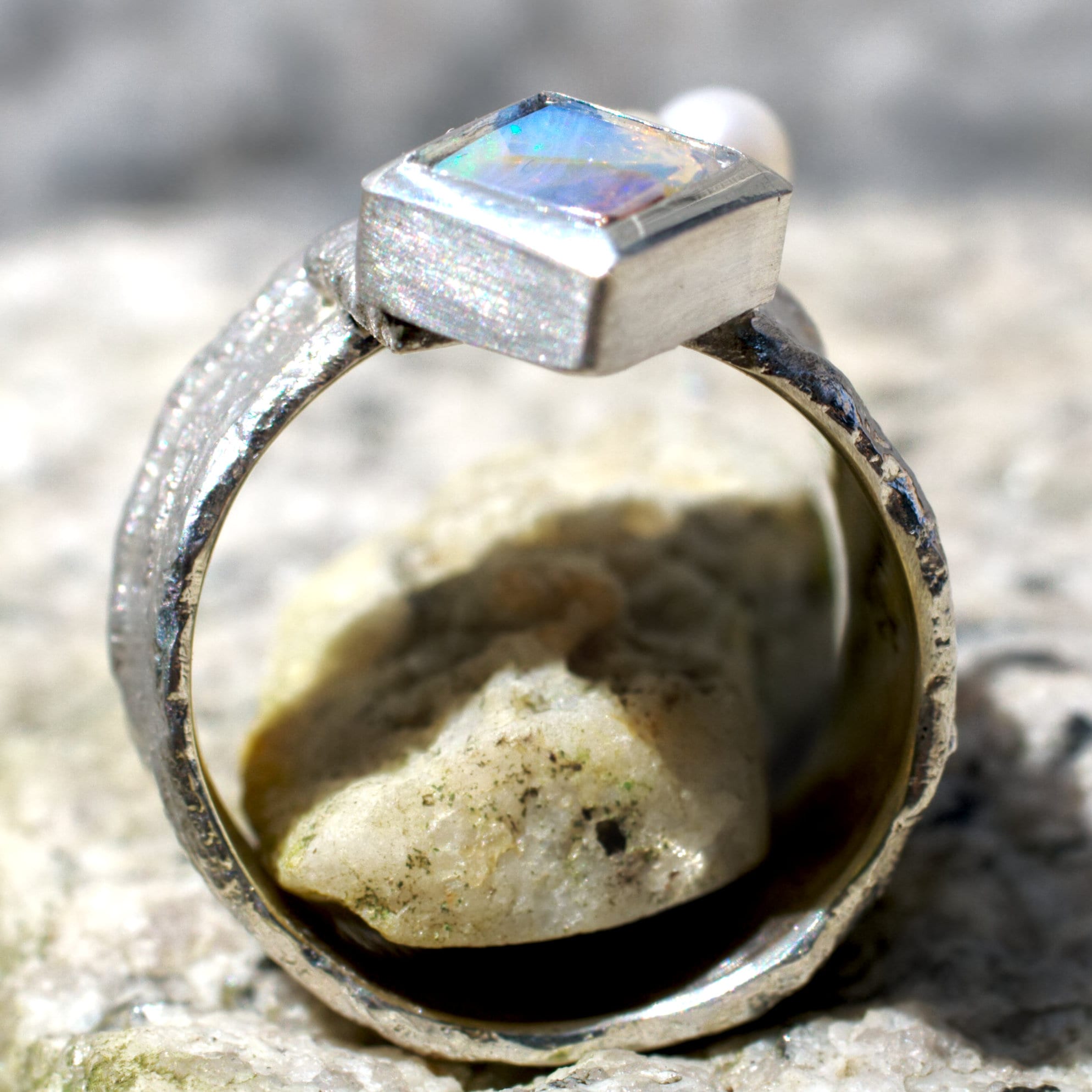 Ring Silber mit Opal und Perlen – Bild 9