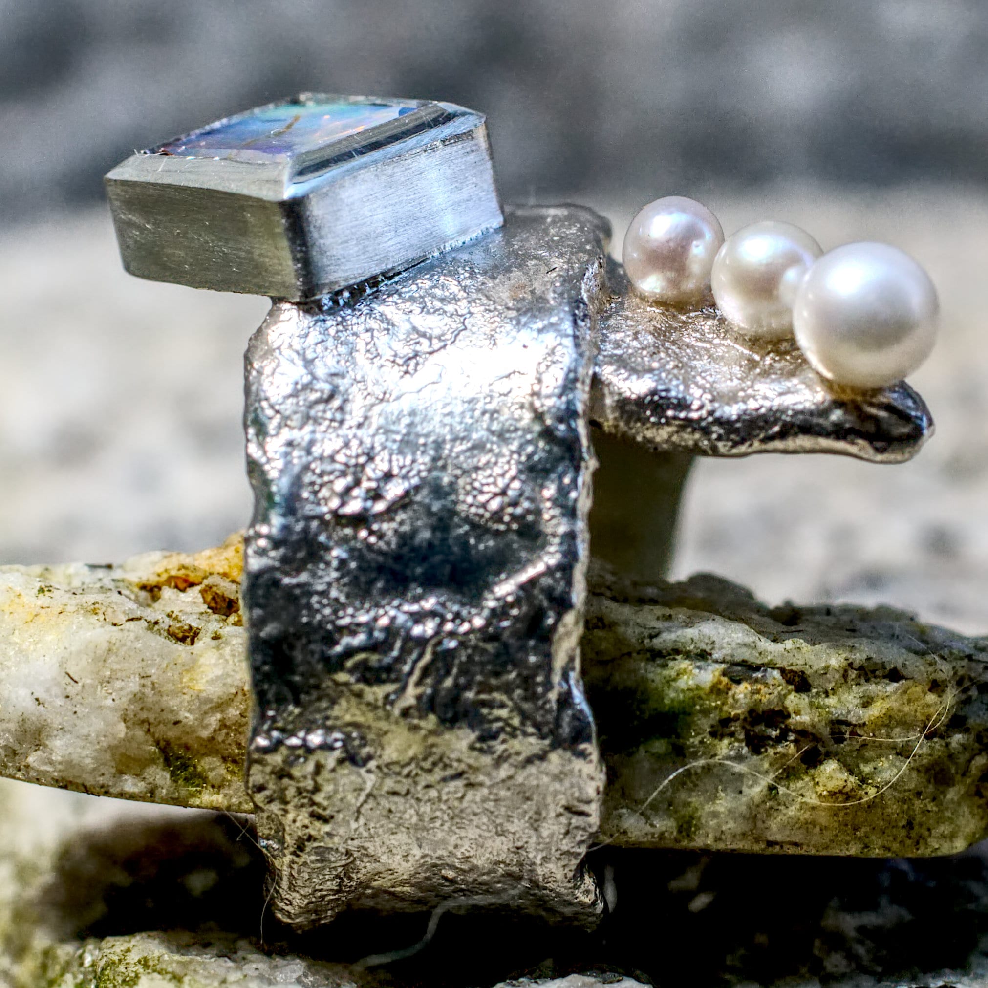 Ring Silber mit Opal und Perlen – Bild 6