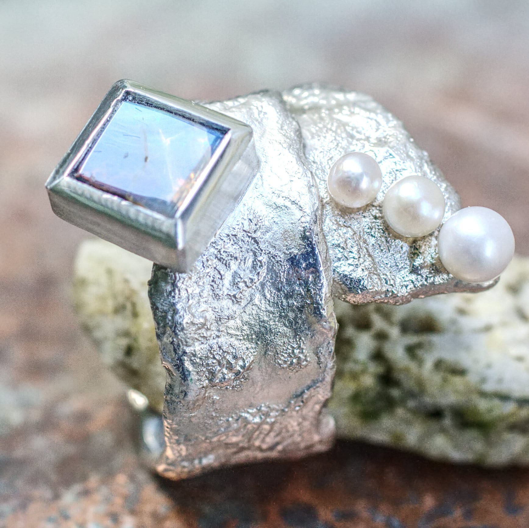 Ring Silber mit Opal und Perlen – Bild 5