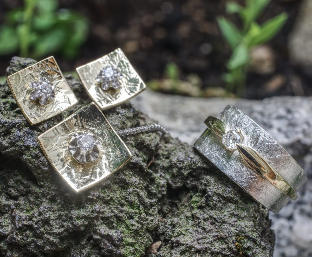 Ohrringe und Anhänger Quadrat Häkeldraht – Bild 3