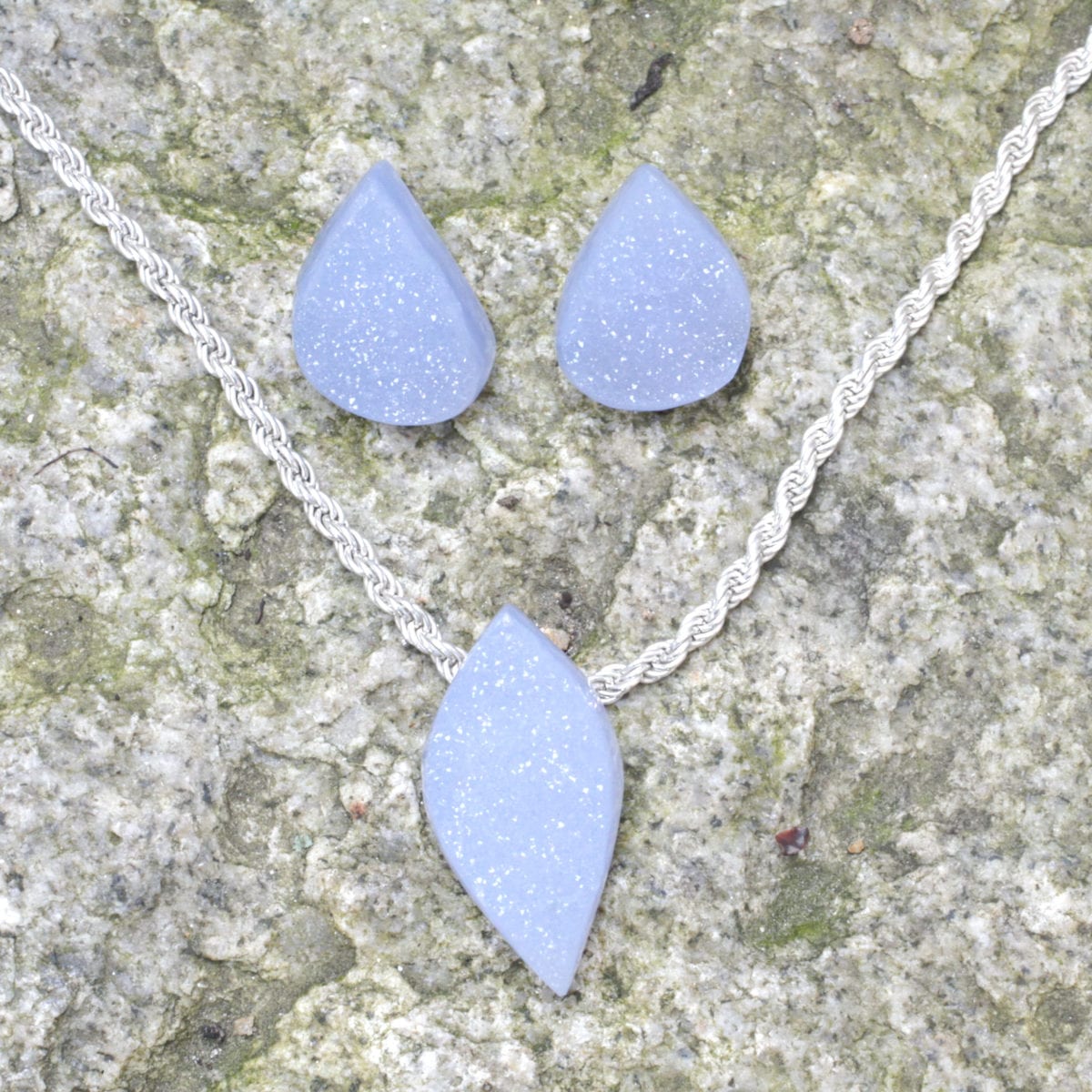 Chalzedon Ohrstecker & Anhänger – Bild 4