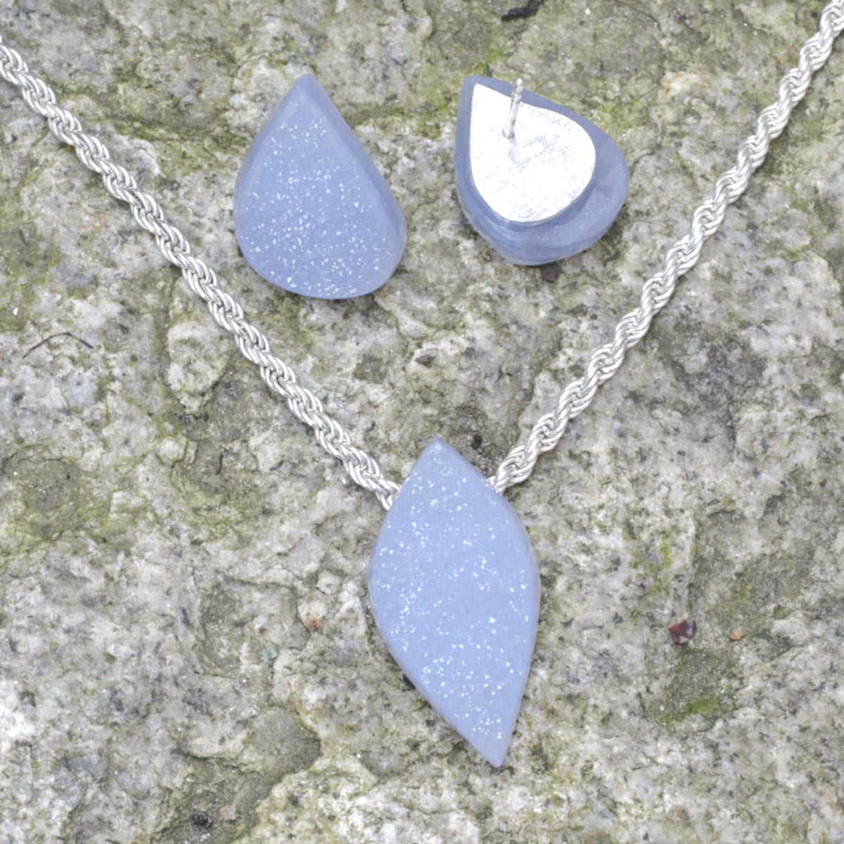 Chalzedon Ohrstecker & Anhänger – Bild 3