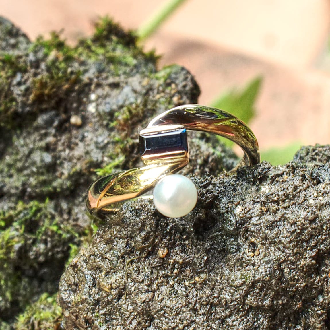 Ring Saphir-Perle