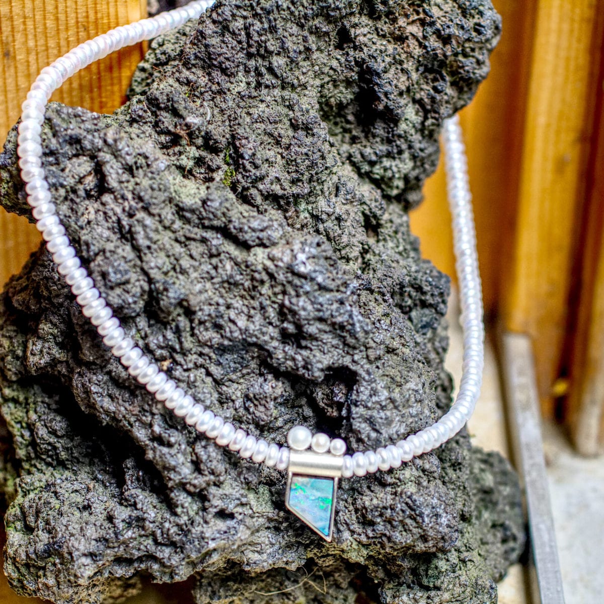 Perlencollier mit Opal – Bild 3