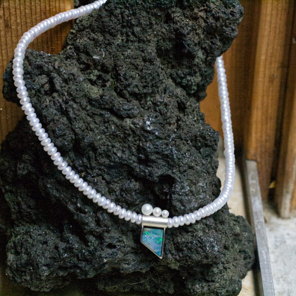 Perlencollier mit Opal – Bild 4