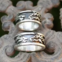 Silberringe mit Drache und Einhorn