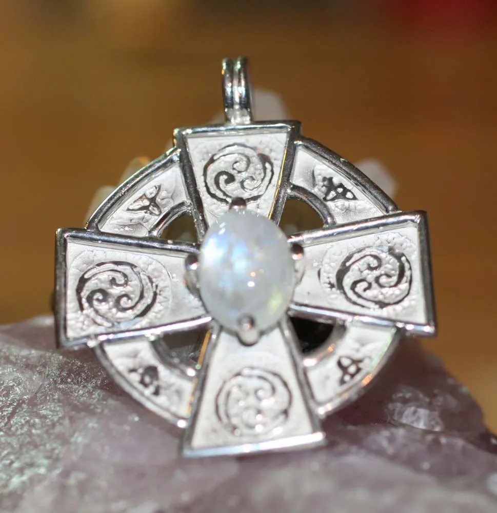 Anhänger Keltisches Kreuz mit Mondstein