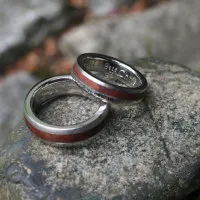 Palladiumringe mit ersteinertem Holz