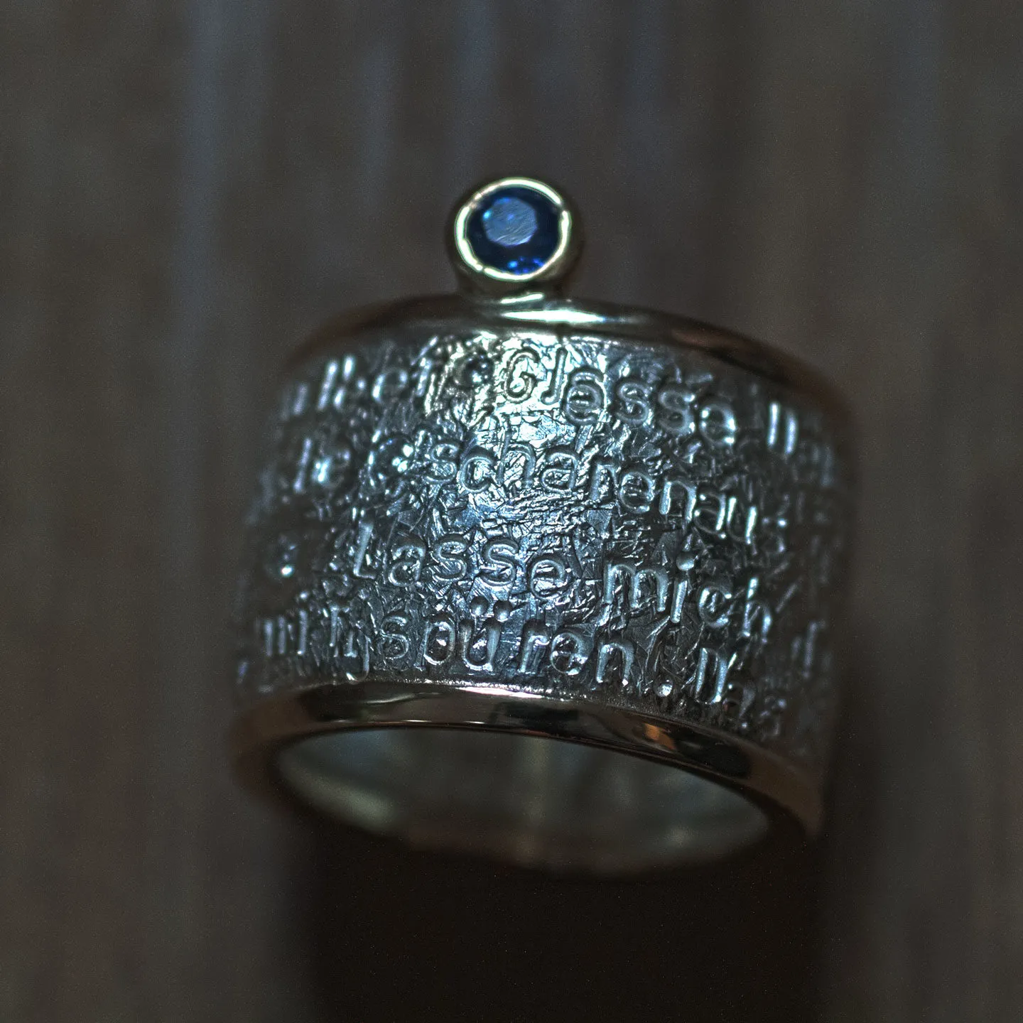 Engelsgebet mit Saphir 3 Ring mit Engelgebet und Steinen Silber und Gold