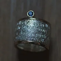 Silberring mit Goldrand und Engelgebet