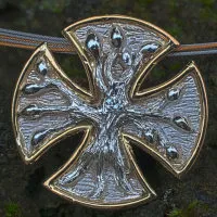 Lebensbaum-Kreuz mit Goldrand