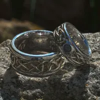 Trauringe Flechtband Silber mit Goldstaub