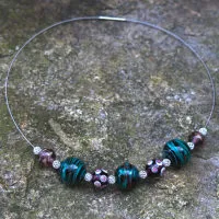 Muranoglasperlen Kette mit Silberzwischenteilen