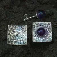 Ohrstecker Amethystkugel Amethystohrstecker auf Siberquadrat