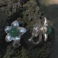 Ohrclip Silberblume mit Aventurin