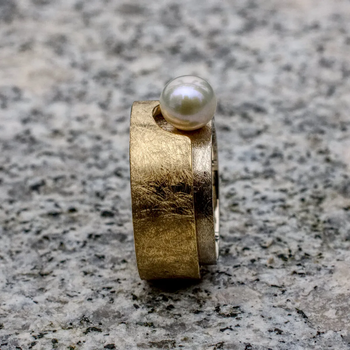 Doppelring zweifarbig mit Perle 11 Doppelschiene mit Perle