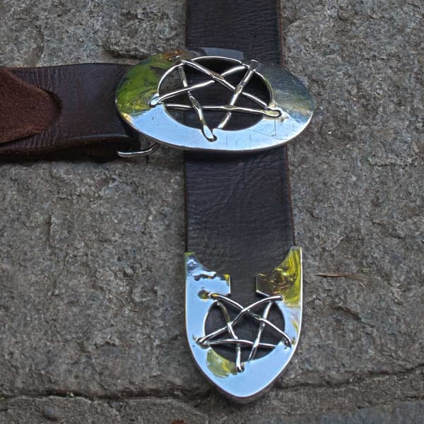 Riemenzunge Pentagramm aus Silber