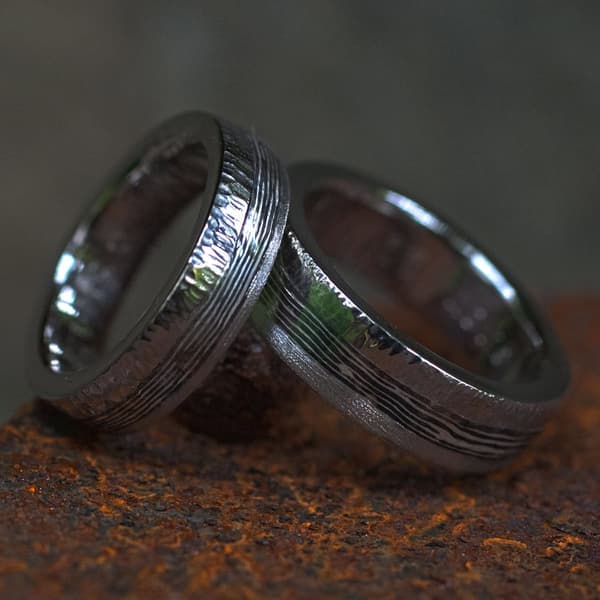 Palladium Ringe mit Mokume Gane Einlage