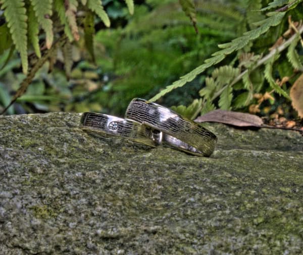 Eheringe Mokumegane Weißgold-Palladium