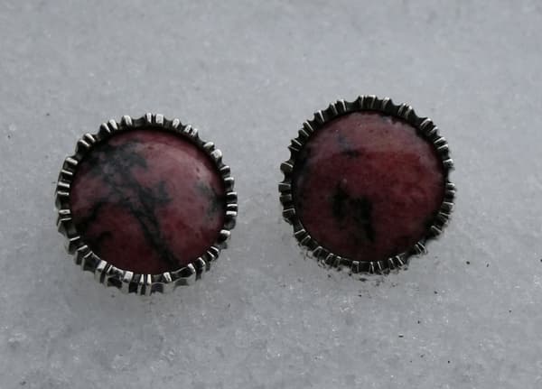 Ohrstecker Silber mit Rhodonit