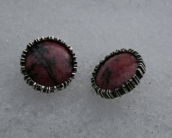 Ohrstecker Silber mit Rhodonit
