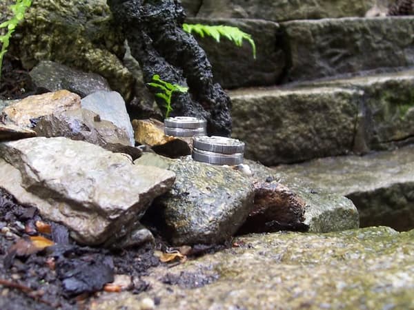 dreiteiliger Ring Damast und Silber