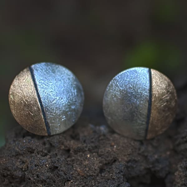dreifarbige Manschettenknöpfe Gelbgold, Silber und Niello