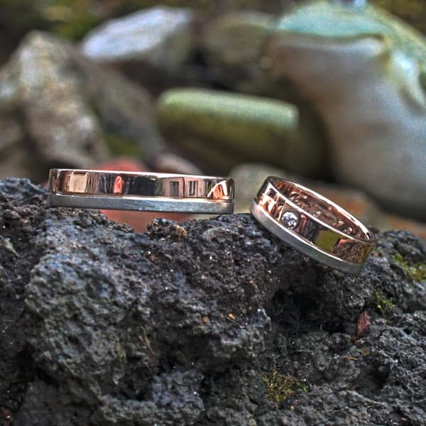 zweifarbige Eheringe Rotgold-Weißgold