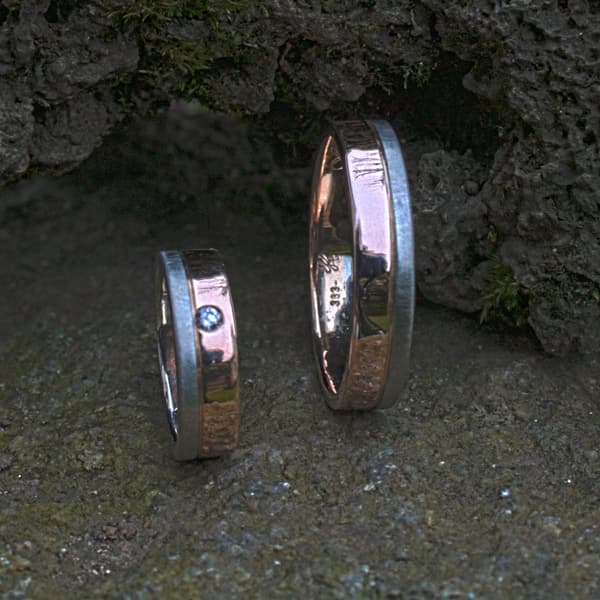 zweifarbige Eheringe Rotgold-Weißgold