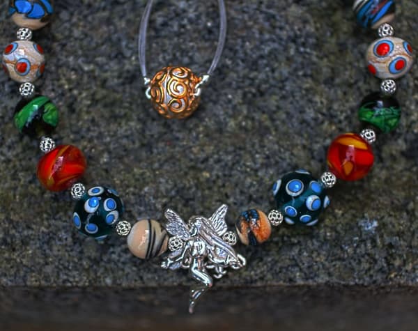 Muranoglas-Collier mit Silberelfe