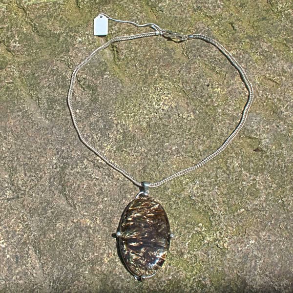 Fuchsschwanz-Kette Silber mit Anhänger Serafinit