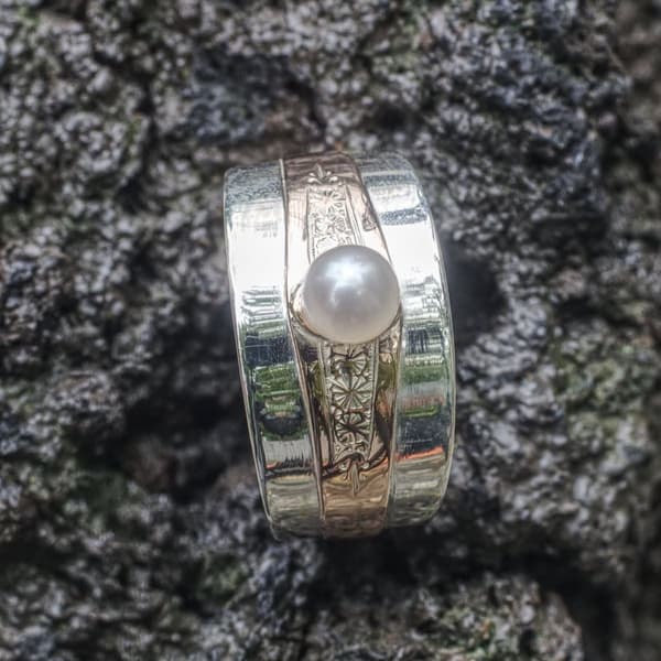 zweifarbiger Ring mit Zuchtperle 3 Umarbeitung Erbstück