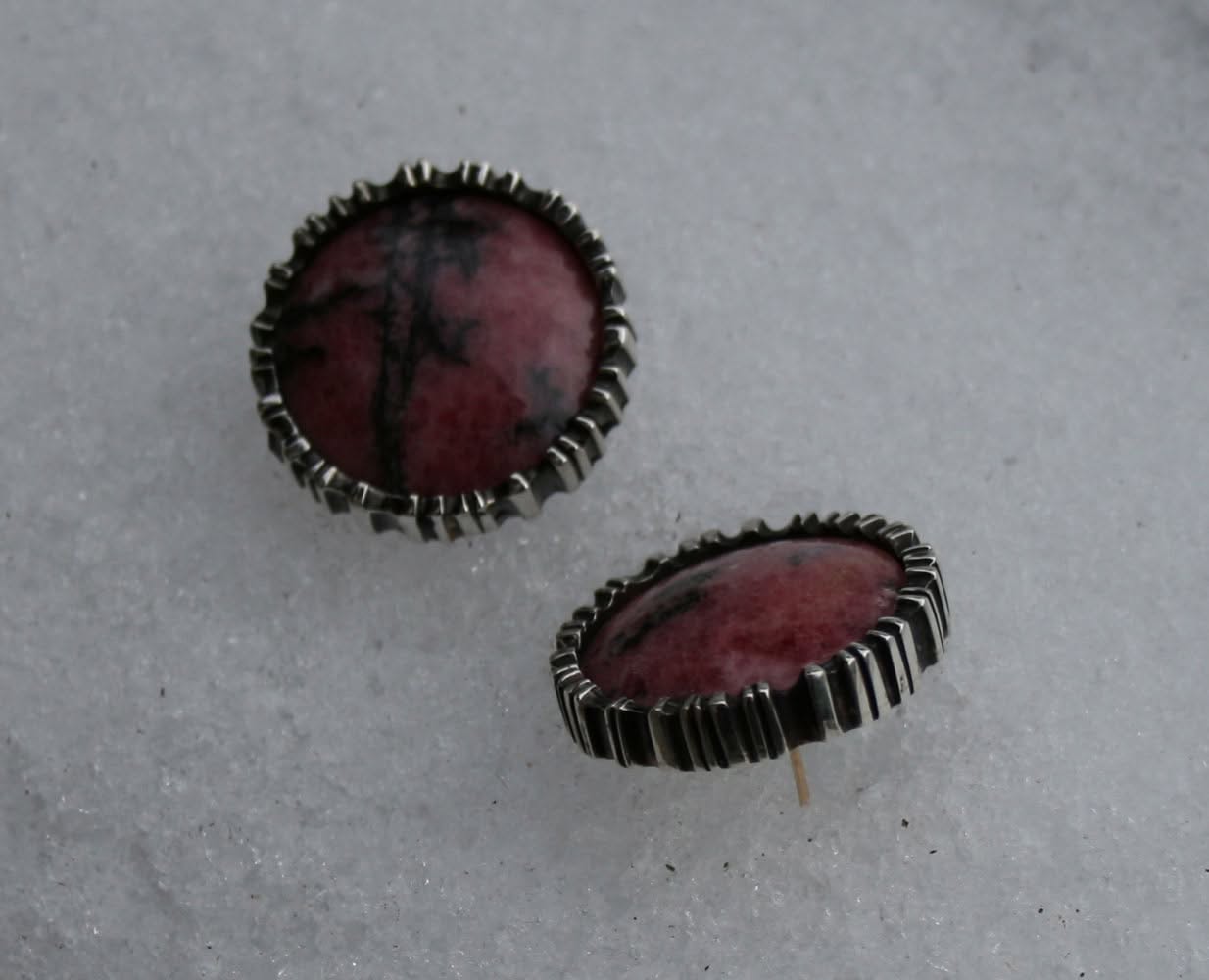 Ohrstecker Silber mit Rhodonit